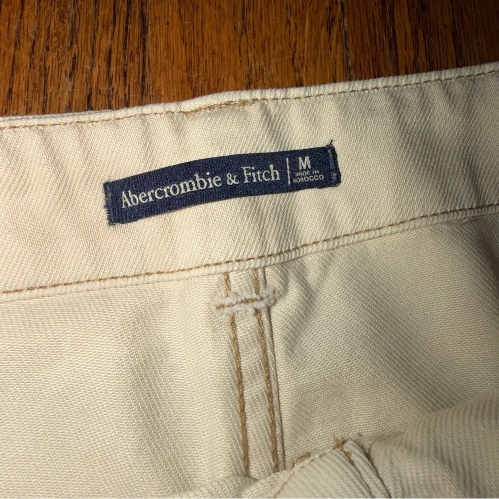 Abercrombie & Fitch Curve Love Wide Leg Cream Pants 100% Cotton Size Medium - Picture 2 of 11